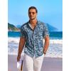 COOFANDY Men’s Hawaiian Shirt Short Sleeve Floral Button Down Shirts Tropical Holiday Beach Shirts(Floral – Denim Blue)