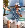 COOFANDY Men’s Hawaiian Shirt Short Sleeve Floral Button Down Shirts Tropical Holiday Beach Shirts(Floral – Denim Blue)