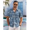 COOFANDY Men’s Hawaiian Shirt Short Sleeve Floral Button Down Shirts Tropical Holiday Beach Shirts(Floral – Denim Blue)