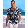 COOFANDY Men’s Hawaiian Shirt Short Sleeve Floral Button Down Shirts Tropical Holiday Beach Shirts(Navy – Flower 3)