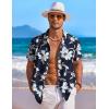 COOFANDY Men’s Hawaiian Shirt Short Sleeve Floral Button Down Shirts Tropical Holiday Beach Shirts(Navy – Flower 3)