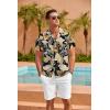 COOFANDY Mens Hawaiian Shirt Short Sleeve Floral Button Down Shirts Tropical Summer Beach Shirts Camp Collar Shirt(Black- Palm Leaf)