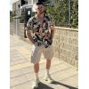 COOFANDY Mens Hawaiian Shirt Short Sleeve Floral Button Down Shirts Tropical Summer Beach Shirts Camp Collar Shirt(Black- Palm Leaf)