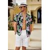 COOFANDY Mens Hawaiian Shirt Short Sleeve Floral Button Down Shirts Tropical Summer Beach Shirts Camp Collar Shirt(Black-tropical Floral)