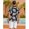 COOFANDY Mens Hawaiian Shirt Short Sleeve Floral Button Down Shirts Tropical Summer Beach Shirts Camp Collar Shirt(Black-white Floral)