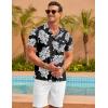 COOFANDY Mens Hawaiian Shirt Short Sleeve Floral Button Down Shirts Tropical Summer Beach Shirts Camp Collar Shirt(Black-white Floral)