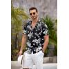 COOFANDY Mens Hawaiian Shirt Short Sleeve Floral Button Down Shirts Tropical Summer Beach Shirts Camp Collar Shirt(Black-white Flower)