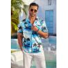 COOFANDY Mens Hawaiian Shirt Short Sleeve Floral Button Down Shirts Tropical Summer Beach Shirts Camp Collar Shirt(Blue-coconut Tree)