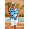 COOFANDY Mens Hawaiian Shirt Short Sleeve Floral Button Down Shirts Tropical Summer Beach Shirts Camp Collar Shirt(Blue-coconut Tree)