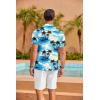 COOFANDY Mens Hawaiian Shirt Short Sleeve Floral Button Down Shirts Tropical Summer Beach Shirts Camp Collar Shirt(Blue-coconut Tree)