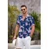COOFANDY Mens Hawaiian Shirt Short Sleeve Floral Button Down Shirts Tropical Summer Beach Shirts Camp Collar Shirt(Blue-flamingo)