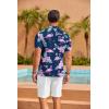 COOFANDY Mens Hawaiian Shirt Short Sleeve Floral Button Down Shirts Tropical Summer Beach Shirts Camp Collar Shirt(Blue-flamingo)