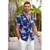 COOFANDY Mens Hawaiian Shirt Short Sleeve Floral Button Down Shirts Tropical Summer Beach Shirts Camp Collar Shirt(Blue-flamingo)