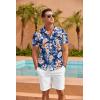 COOFANDY Mens Hawaiian Shirt Short Sleeve Floral Button Down Shirts Tropical Summer Beach Shirts Camp Collar Shirt(Blue-tropical Floral)