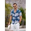 COOFANDY Mens Hawaiian Shirt Short Sleeve Floral Button Down Shirts Tropical Summer Beach Shirts Camp Collar Shirt(Blue-white Floral)