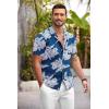 COOFANDY Mens Hawaiian Shirt Short Sleeve Floral Button Down Shirts Tropical Summer Beach Shirts Camp Collar Shirt(Blue-white Floral)