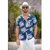 COOFANDY Mens Hawaiian Shirt Short Sleeve Floral Button Down Shirts Tropical Summer Beach Shirts Camp Collar Shirt(Blue-white Floral)