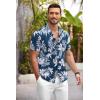 COOFANDY Mens Hawaiian Shirt Short Sleeve Floral Button Down Shirts Tropical Summer Beach Shirts Camp Collar Shirt(Dark Blue-white Floral)