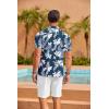 COOFANDY Mens Hawaiian Shirt Short Sleeve Floral Button Down Shirts Tropical Summer Beach Shirts Camp Collar Shirt(Dark Blue-white Floral)