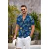 COOFANDY Mens Hawaiian Shirt Short Sleeve Floral Button Down Shirts Tropical Summer Beach Shirts Camp Collar Shirt(Deep Blue-yellow Floral)