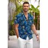 COOFANDY Mens Hawaiian Shirt Short Sleeve Floral Button Down Shirts Tropical Summer Beach Shirts Camp Collar Shirt(Deep Blue-yellow Floral)