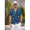 COOFANDY Mens Hawaiian Shirt Short Sleeve Floral Button Down Shirts Tropical Summer Beach Shirts Camp Collar Shirt(Deep Blue-yellow Floral)