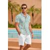COOFANDY Mens Hawaiian Shirt Short Sleeve Floral Button Down Shirts Tropical Summer Beach Shirts Camp Collar Shirt(Green- Leaf)