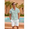 COOFANDY Mens Hawaiian Shirt Short Sleeve Floral Button Down Shirts Tropical Summer Beach Shirts Camp Collar Shirt(Green- Leaf)