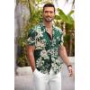 COOFANDY Mens Hawaiian Shirt Short Sleeve Floral Button Down Shirts Tropical Summer Beach Shirts Camp Collar Shirt(Green Palm Tree)