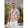 COOFANDY Mens Hawaiian Shirt Short Sleeve Floral Button Down Shirts Tropical Summer Beach Shirts Camp Collar Shirt(Pink-coconut Tree)