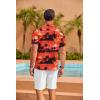 COOFANDY Mens Hawaiian Shirt Short Sleeve Floral Button Down Shirts Tropical Summer Beach Shirts Camp Collar Shirt(Red-island Sunset)