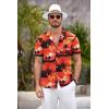 COOFANDY Mens Hawaiian Shirt Short Sleeve Floral Button Down Shirts Tropical Summer Beach Shirts Camp Collar Shirt(Red-island Sunset)