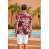 COOFANDY Mens Hawaiian Shirt Short Sleeve Floral Button Down Shirts Tropical Summer Beach Shirts Camp Collar Shirt(Red-leaf)