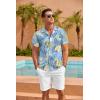 COOFANDY Mens Hawaiian Shirt Short Sleeve Floral Button Down Shirts Tropical Summer Beach Shirts Camp Collar Shirt(Sky Blue- Palm Leaf)