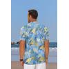 COOFANDY Mens Hawaiian Shirt Short Sleeve Floral Button Down Shirts Tropical Summer Beach Shirts Camp Collar Shirt(Sky Blue- Palm Leaf)