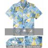 COOFANDY Mens Hawaiian Shirt Short Sleeve Floral Button Down Shirts Tropical Summer Beach Shirts Camp Collar Shirt(Sky Blue- Palm Leaf)