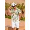 COOFANDY Mens Hawaiian Shirt Short Sleeve Floral Button Down Shirts Tropical Summer Beach Shirts Camp Collar Shirt(W- Palm Leaf)
