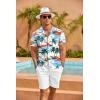 COOFANDY Mens Hawaiian Shirt Short Sleeve Floral Button Down Shirts Tropical Summer Beach Shirts Camp Collar Shirt(White Coconut Tree)