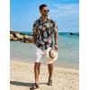 COOFANDY Men’s Hawaiian Shirt Short Sleeve Floral Button Down Shirts Tropical Vacation Beach Shirts with Pocket(Black – Palm Leaf)