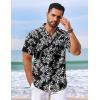 COOFANDY Men’s Hawaiian Shirt Short Sleeve Floral Button Down Shirts Tropical Vacation Beach Shirts with Pocket(Black – White Leaf)