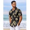 COOFANDY Men’s Hawaiian Shirt Short Sleeve Floral Button Down Shirts Tropical Vacation Beach Shirts with Pocket(Black – Yellow Flower)