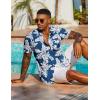 COOFANDY Men’s Hawaiian Shirt Short Sleeve Floral Button Down Shirts Tropical Vacation Beach Shirts with Pocket(Blue – White Flower)