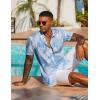 COOFANDY Men’s Hawaiian Shirt Short Sleeve Floral Button Down Shirts Tropical Vacation Beach Shirts with Pocket(Blue – White Leaf)