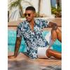 COOFANDY Men’s Hawaiian Shirt Short Sleeve Floral Button Down Shirts Tropical Vacation Beach Shirts with Pocket(Dark Green – White Flower)