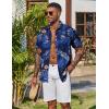 COOFANDY Men’s Hawaiian Shirt Short Sleeve Floral Button Down Shirts Tropical Vacation Beach Shirts with Pocket(Deep Blue – Leaf)