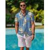 COOFANDY Men’s Hawaiian Shirt Short Sleeve Floral Button Down Shirts Tropical Vacation Beach Shirts with Pocket(Flower-blue)