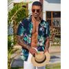COOFANDY Men’s Hawaiian Shirt Short Sleeve Floral Button Down Shirts Tropical Vacation Beach Shirts with Pocket(Navy – Flamingo)