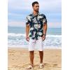 COOFANDY Men’s Hawaiian Shirt Short Sleeve Floral Button Down Shirts Tropical Vacation Beach Shirts with Pocket(Navy Blue – Flower)