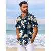 COOFANDY Men’s Hawaiian Shirt Short Sleeve Floral Button Down Shirts Tropical Vacation Beach Shirts with Pocket(Navy Blue – Flower)