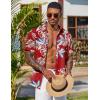 COOFANDY Men’s Hawaiian Shirt Short Sleeve Floral Button Down Shirts Tropical Vacation Beach Shirts with Pocket(Red – Tropical Leaf)